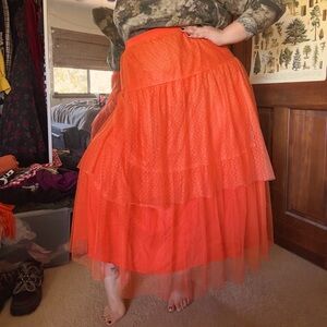 Anthropologie Orange Tulle Skirt 3x